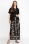 Johnny Was Bottoms | Women DOMINGO HIGH SLIT LINEN SKIRT Black