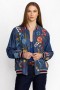 Johnny Was Outerwear | Women DIONNE SNAP FRONT BOMBER JACKET Denim Blue