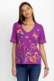 Johnny Was Tops | Women GRACEY TRAPUNTO V-NECK T-SHIRT Iris