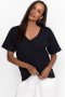 Johnny Was Tops | Women Organic Cotton Drop Shoulder Tee Black Beauty