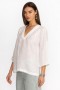 Johnny Was Tops | Women SPLIT V-NECK TOP WITH SLEEVE SLITS Bright White