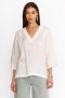 Johnny Was Tops | Women SPLIT V-NECK TOP WITH SLEEVE SLITS Bright White
