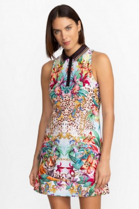 Johnny Was Active | Women Bee Active Polo Tank Dress Miller Tigre Scarf Print