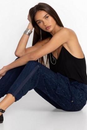 Johnny Was Bottoms | Women KIARRA JACQUARD PANT Blue Night