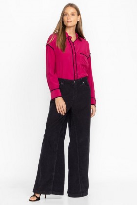 Johnny Was Bottoms | Women Suki Wide Leg Jean Black