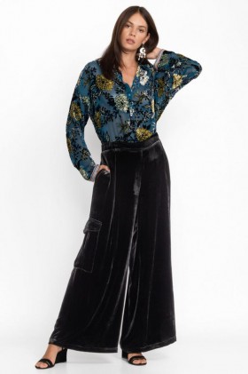 Johnny Was Bottoms | Women Zatima Silk Cargo Pant Black