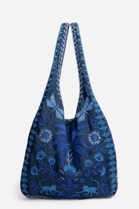 Johnny Was Handbags | Women TARRA SLOUCHY TOTE BAG Denim Blue