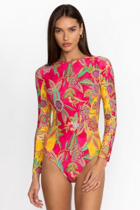 Johnny Was Swim & Resort | Women FLAMINGO MIX CUT-OUT SURF ONE PIECE Kaleida And Flamingo