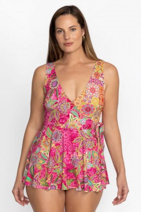 Johnny Was Swim & Resort | Women FLAMINGO WRAP SKIRTED ONE PIECE Flamingo