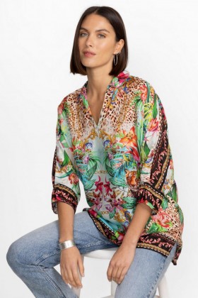 Johnny Was Tops | Women AVIINA TUNIC Miller Tigre Scarf Print