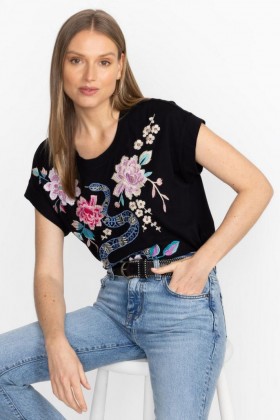 Johnny Was Tops | Women EDIE RELAXED TEE Black