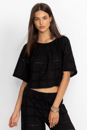 Johnny Was Tops | Women SANTI CROPPED BLOUSE Black