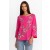 Johnny Was Tops | Women LIBBI 3/4 SLEEVE BUTTON FRONT TEE Flamingo Pink