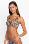  Johnny Was Swim & Resort | Top de biquíni feminino preto royal com franzido multicolorido