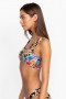  Johnny Was Swim & Resort | Top de biquíni feminino preto royal com franzido multicolorido