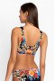  Johnny Was Swim & Resort | Top de biquíni feminino preto royal com franzido multicolorido