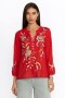  Johnny Was Tops | Blusa feminina JOELE com babados, modelo Racer Red