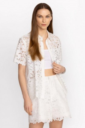  Johnny Was Bottoms | Shorts de renda KITT para mulheres, branco