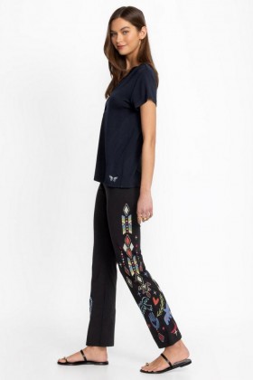  Johnny Was Bottoms | Calça legging feminina MILLEY BABY BOOT preta