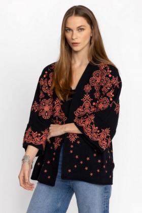  Johnny Was Kimonos | Kimono curto feminino JULIANNA preto