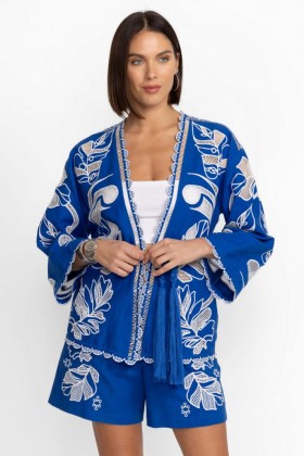  Jaqueta feminina Johnny Was Outerwear JODIE EASY JACKET Azul Baleine