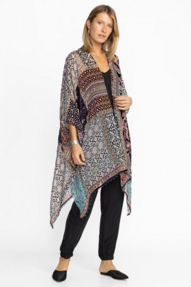  Johnny Was Casaco | Xale Feminino em Veludo Patchwork Burnout com Estampa de Patchwork e Efeito Degradê