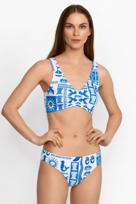  Johnny Was Swim & Resort | Top de biquíni feminino ACANTHA com franzido Calliope