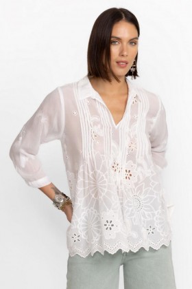  Johnny Was Tops | Blusa feminina LEMMI branca