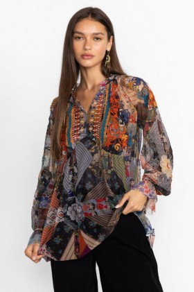  Johnny Was Tops | Blusa feminina Mazzy Poet Multicor