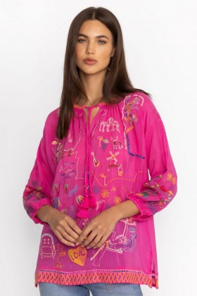  Johnny Was Tops | Blusa feminina ZADONIA fúcsia