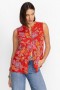  Johnny Was Tops | Női MANDARIN GALLÉROS TOP Whimsical Hibiszkusz