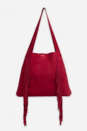  Málaí Láimhe Johnny Was | Mná ITALIAN SUEDE FRINGE HOBO Redwood
