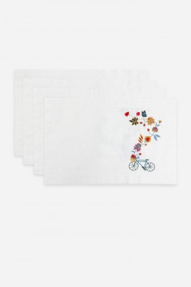  Johnny Was Home Accessories | Tacar de 4 mhata boird bróidnithe REVERIE do Mhná Bán