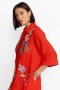  Johnny Was Dresses | Abito da donna con maniche a kimono Henley, rosso fuoco