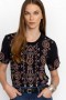  Johnny Was Tops | Donna FAYE T-SHIRT A GIROCOLLO Nera