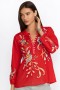  Johnny Was Tops | Donna JOELE RUFFLE FIELD BLOUSE Racer Red