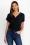  Johnny Was Tops | T-shirt da donna in jersey di MODAL con bottoni sul collo, Black Beauty