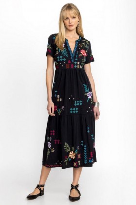  Johnny Was Dresses | Donna KATIE HENLEY ABITO IN MAGLIA A FALDE Nero