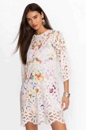 Johnny Was Dresses | Donna LISETTA LACE MINI DRESS Bianco