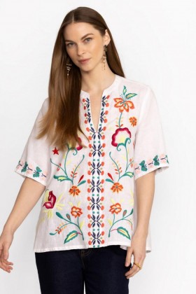  Johnny Was Tops | Top da donna AVERI EASY con scollo a V bianco