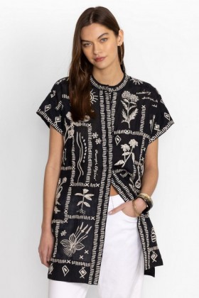  Johnny Was Tops | Donna BOTANIQUE DOLMAN SWING TUNIC Nero