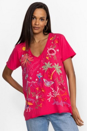  Johnny Was Tops | Maglietta California Everyday da donna, colore lampone