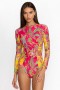  Johnny Was Swim & Resort | Dame FLAMINGO MIX CUT-OUT SURF ONE PIECE Kaleida og Flamingo
