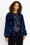  Johnny Was Outwear | Geacă bomber din blană artificială pentru femei, MIDNIGHT, bleumarin închis