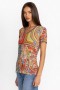  Topuri Johnny Was | Tricou pentru femei The Janie Favorite cu mânecă scurtă și decolteu în V, Garden Mosaic
