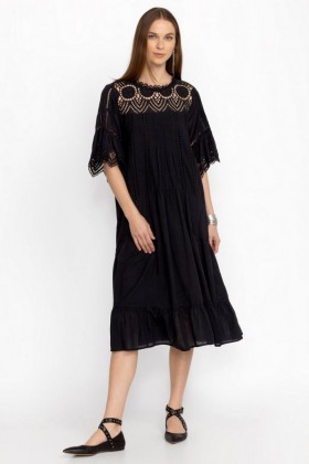  Rochii Johnny Was | Rochie MIDI KAROLINA pentru femei Negru