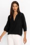  Johnny Was Toppar | Dam GAUZE BISHOP SLEEVE BLUS Black Beauty