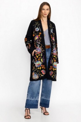  Johnny Was Ytterkläder | Dam TARIA APPLIKATION CARDIGAN Svart