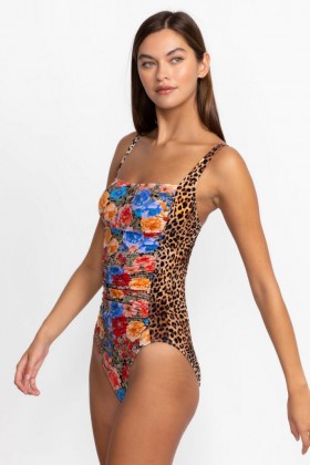  Johnny Was Swim & Resort | Dam CHEETAH RUCHED ONE PIECE Multifärgad