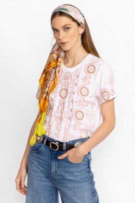  Johnny Was Toppar | Dam FAYE RONDRAGAD T-SHIRT Vit